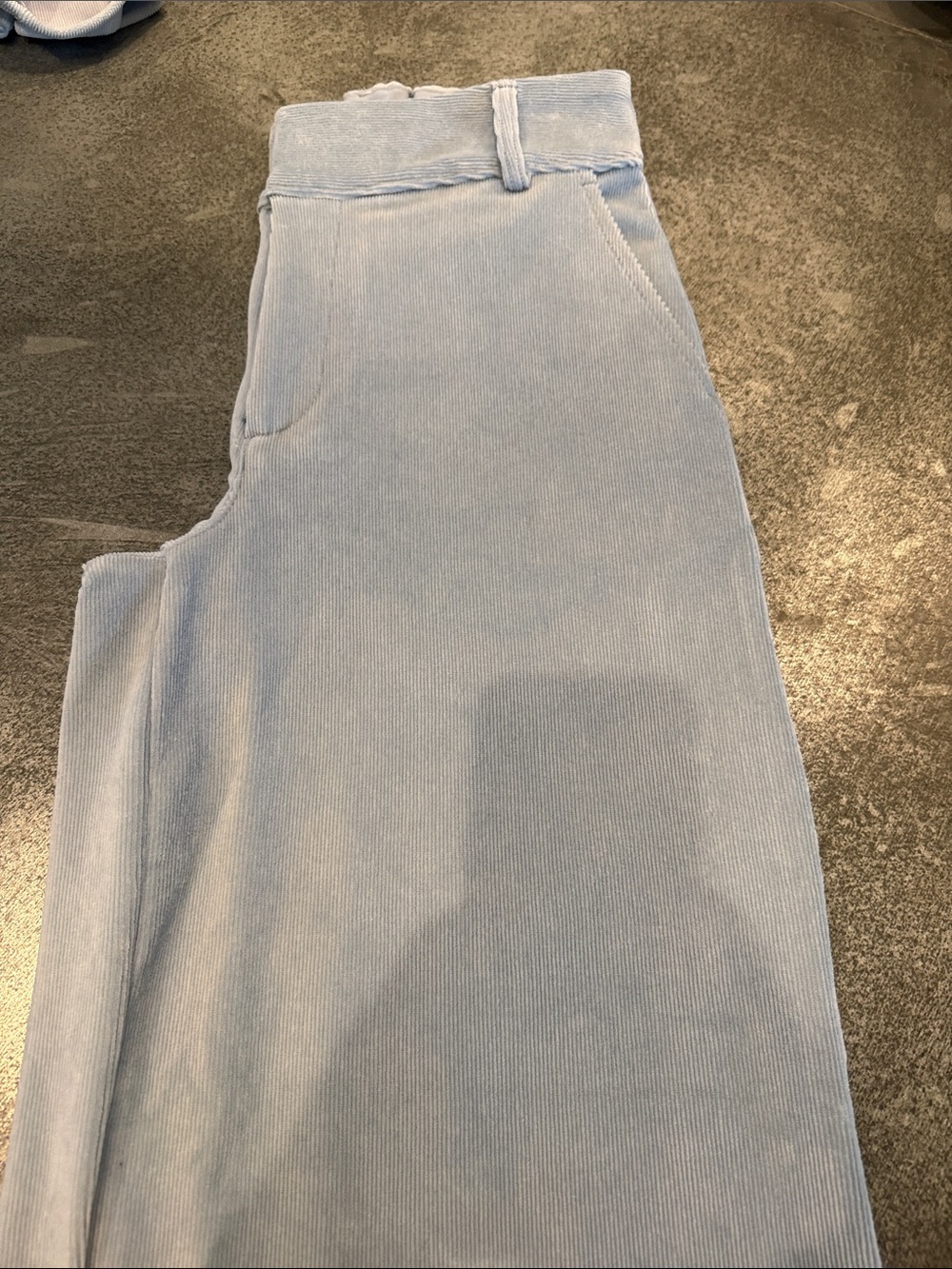 Light Blue Ribbed Wide Leg Pants - Picture 2 of 3